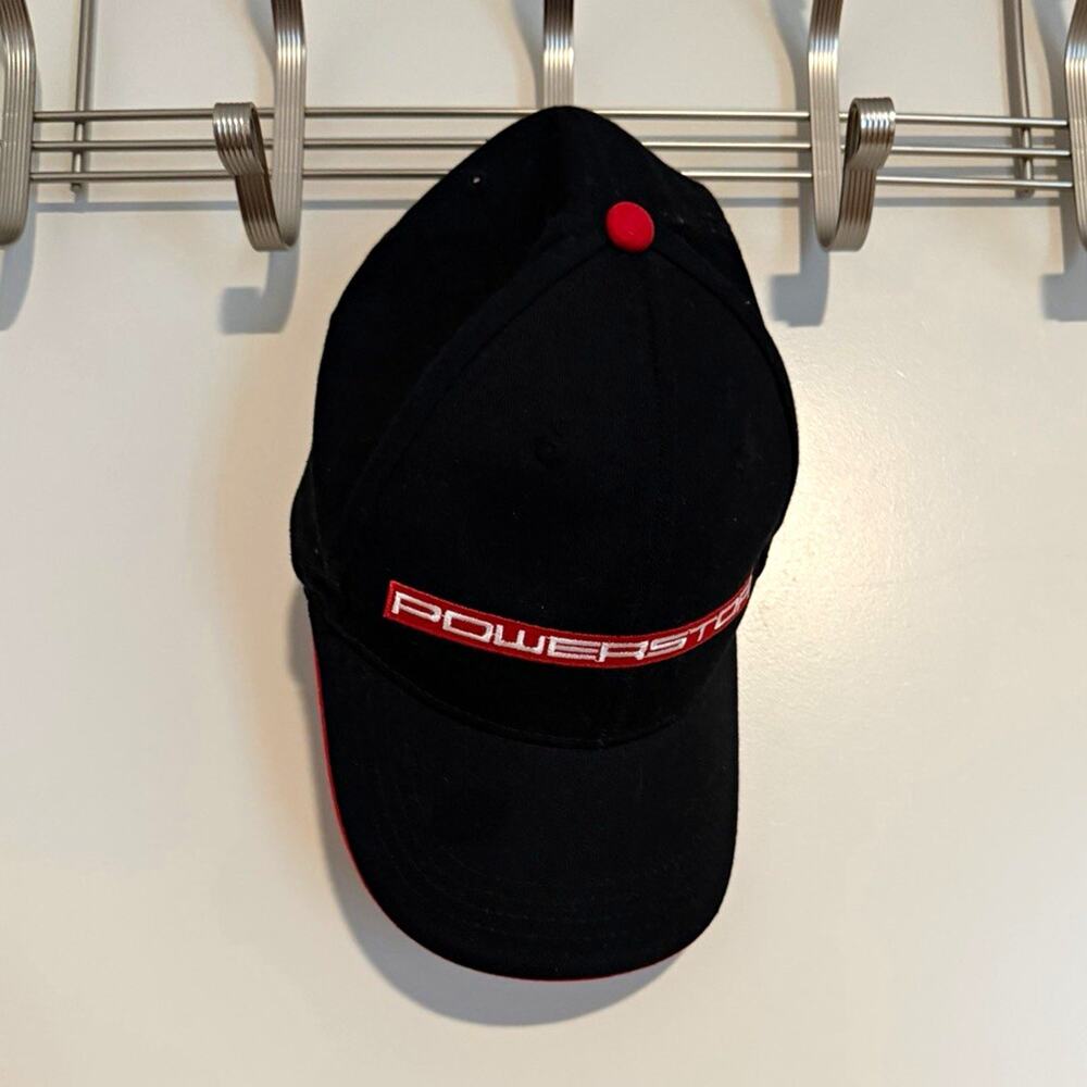 PowerStop Men’s Black & Red Baseball Cap Hat One Size Adjustable Fit